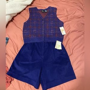 Liz Claiborne Lizsport corduroy short and mohair knit vest set